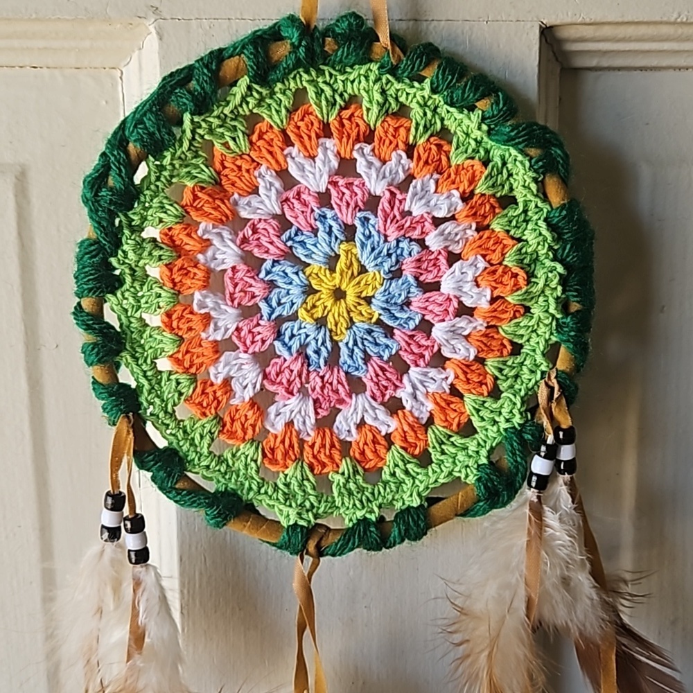 Multicolored Crochet Boho Dreamcatcher Handmade Wall Decor Cottagecore Style - Picture 10 of 17